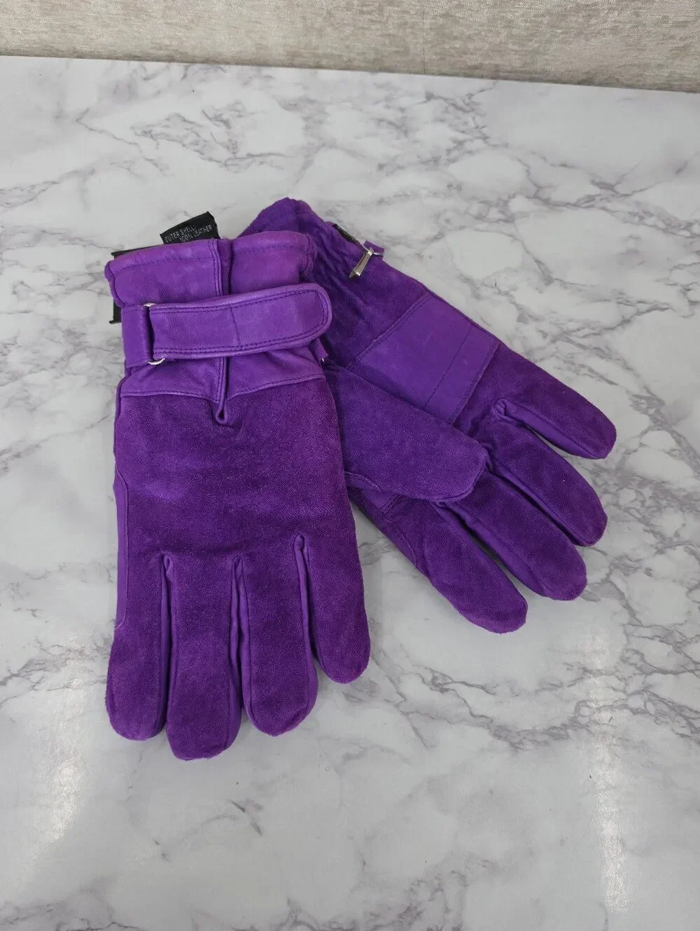 Wilsons Leather Royal Purple Suede Winter Gloves Faux Sherpa Lining